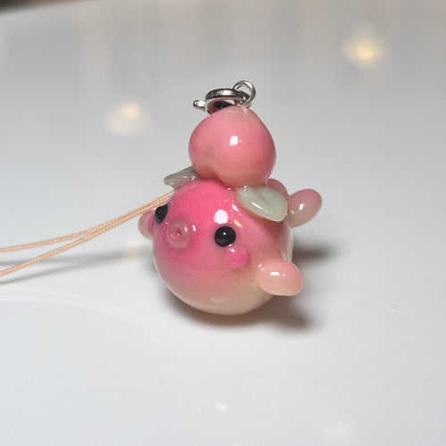 Peach Kissing Whale Charm