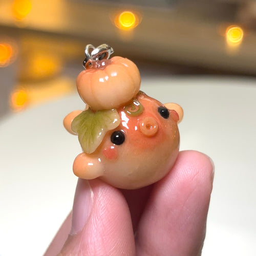Pumpkin Kissing Whale Charm