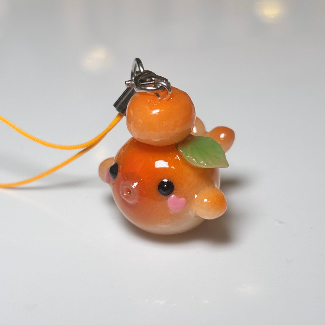 Tangerine Kissing Whale Charm