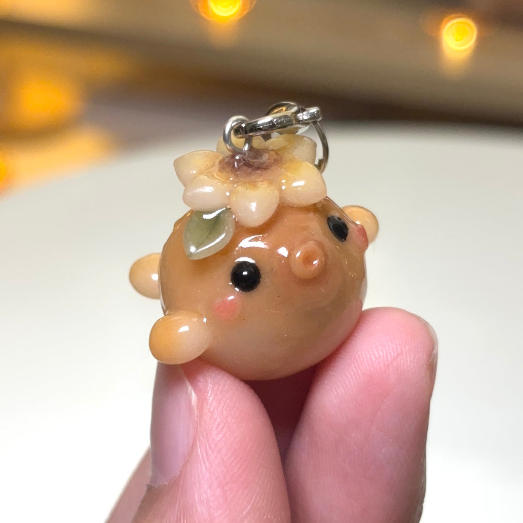 Fall Floral Kissing Whale Charm